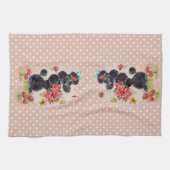 Retro Poodle Bubble Gum Pink Kitchen Towel Theedoek (Horizontaal)