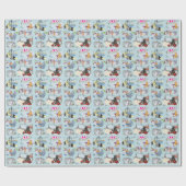 Retro Poodle Collage Cadeaupapier (Vlak)