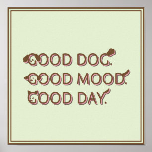 Retro Poodle Goede Hond Goede Stemming Dag Typogra Poster
