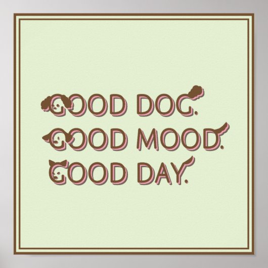 Retro Poodle Goede Hond Goede Stemming Dag Typogra Poster (Voorkant)