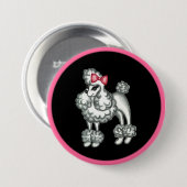 Retro Poodle Knop Ronde Button 7,6 Cm (Voorkant /achterkant)