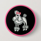 Retro Poodle Knop Ronde Button 7,6 Cm (Voorkant)