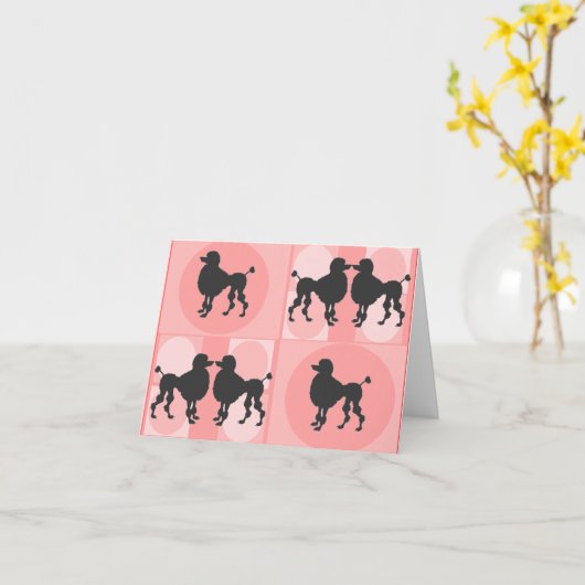 Retro Poodle Notecards Kaart (Gele Bloem)