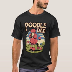 Retro Poodle Vader Honden Silhouet Ontwerp T-shirt