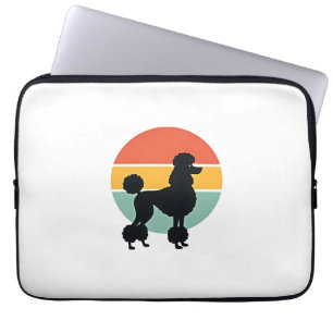 Retro Poodle Zonsondergang Retro Honden Silhouet C Laptop Sleeve