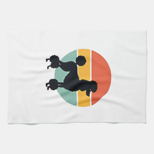 Retro Poodle Zonsondergang Retro Honden Silhouet C Theedoek
