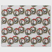 Retro Poodles in Wreaten Kerstmis Cadeaupapier (Vlak)