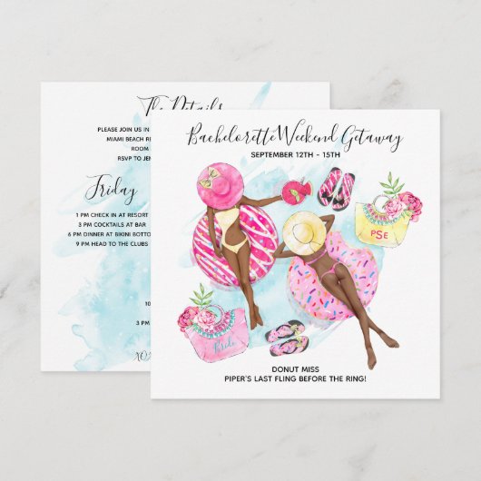 Retro Pool Girls Bachelorette Beach Weekend Save The Date (Voorkant / Achterkant)