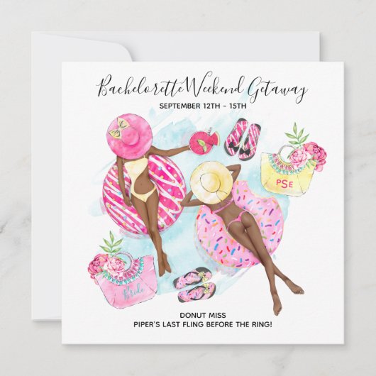 Retro Pool Girls Bachelorette Beach Weekend Save The Date (Voorkant)