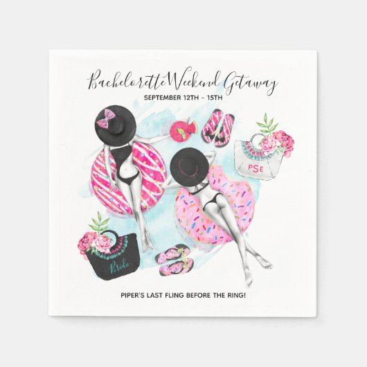 Retro Pool Girls Bachelorette Weekendfeest Servet (Voorkant)