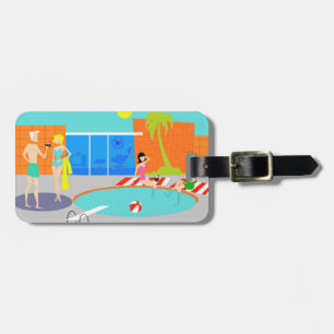 Retro Pool Party Bagagelabel