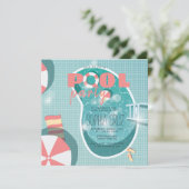 Retro Pool Party Birthday Uitnodiging (Staand voorkant)