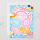 Retro Pool Party Birthday Uitnodiging (Voorkant)