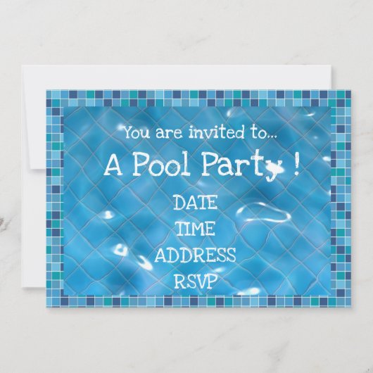 Retro Pool Party blue tegels Kaart (Voorkant)