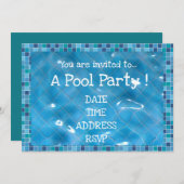 Retro Pool Party blue tegels Kaart (Voorkant / Achterkant)