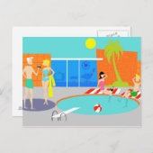 Retro Pool Party Briefkaart (Voorkant / Achterkant)