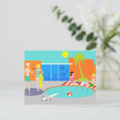 Retro Pool Party Briefkaart (Staand voorkant)