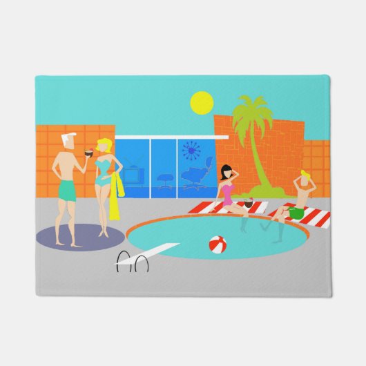 Retro Pool Party Deuren Mat (Voorkant)