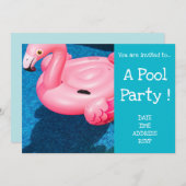 Retro Pool Party Flamingo zwembad speelgoed Kaart (Voorkant / Achterkant)