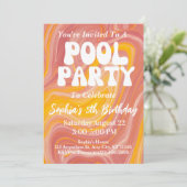 Retro Pool Party Groovy 70s Hippie 5e verjaardag Kaart (Staand voorkant)