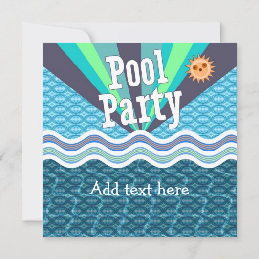 Retro Pool Party Invitation Kaart (Voorkant)