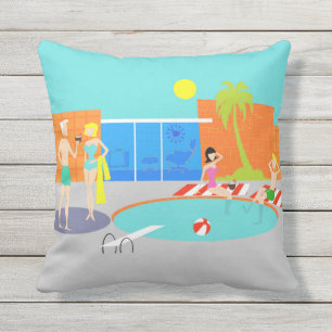 Retro Pool Party Outdoor Pillow Buitenkussen