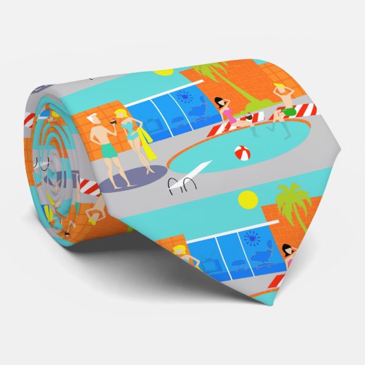 Retro Pool Party Stropdas (Opgerold)