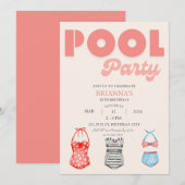 Retro Pool Party Vrouwen Zomer Verjaardag Kaart (Voorkant / Achterkant)