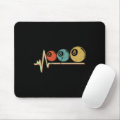 Retro Pool Player Gift Biljart LL Heartbeat Muismat (Met muis)