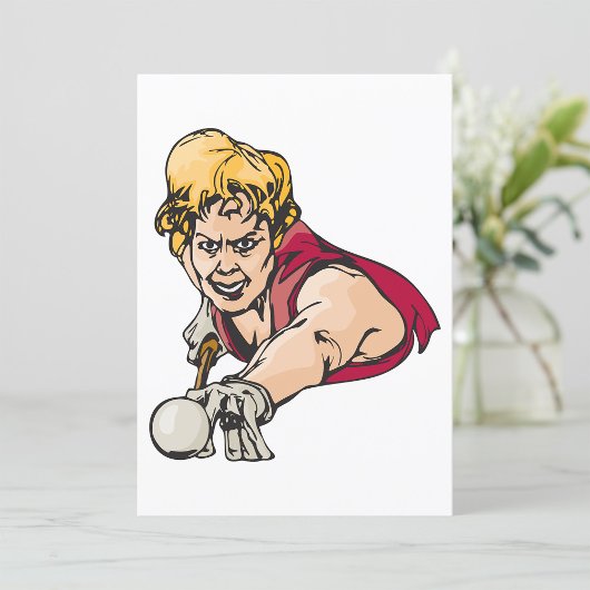 Retro Pool Speler Biljart Sport Kaart