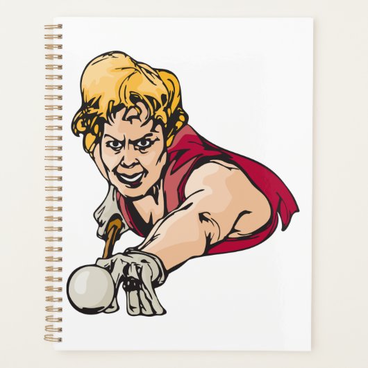 Retro Pool Speler  Biljart Sport Planner (Voorkant)