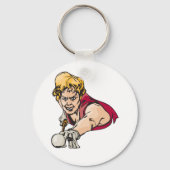 Retro Pool Speler  Biljart Sport Sleutelhanger (Voorkant)