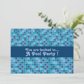 Retro-poolgroep tegels blauw patroonpatroon kaart (Staand voorkant)