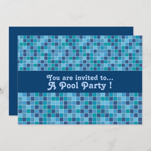 Retro-poolgroep tegels blauw patroonpatroon kaart (Voorkant / Achterkant)