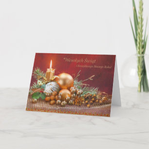 Retro Poolse Kerstmis en Nieuwjaarskaart Feestdagen Kaart