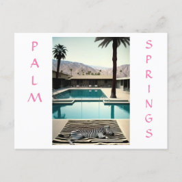 Retro Poolside Zebra Theme Vakantie Personaliseren Briefkaart