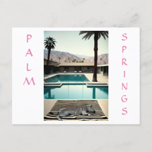 Retro Poolside Zebra Theme Vakantie Personaliseren Briefkaart