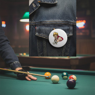 Retro Poolspeler Vintage Biljart Sport Ronde Button 7,6 Cm