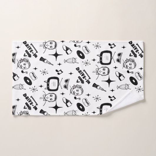 Retro Pop 1950 Stijlnostalgische grafische kaart Handdoek (Handdoek)