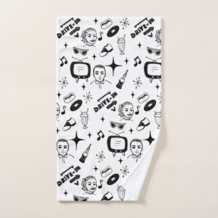 Retro Pop 1950 Stijlnostalgische grafische kaart Handdoek