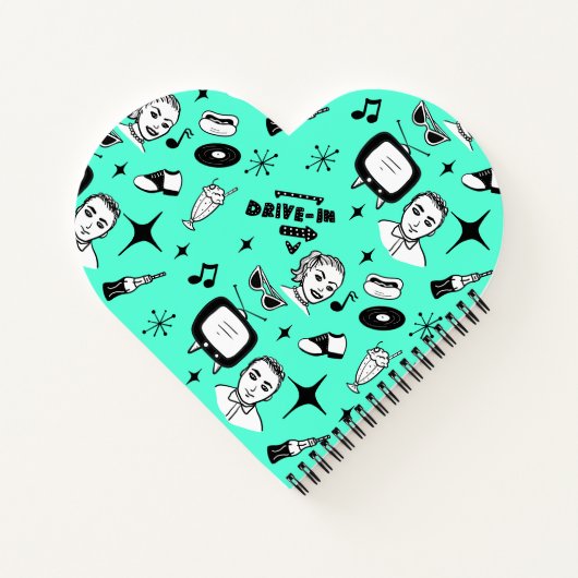 Retro Pop 1950 Stijlnostalgische grafische kaart Notitieboek (Achterkant)