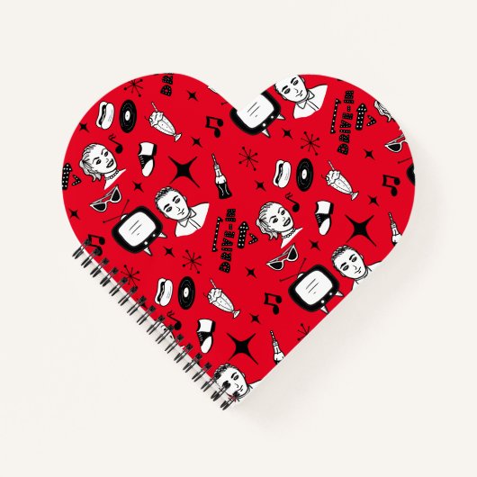 Retro Pop 1950 Stijlnostalgische grafische kaart Notitieboek (Voorkant)