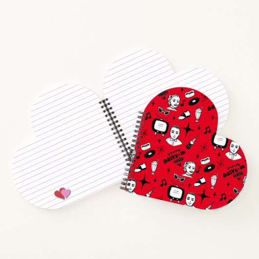 Retro Pop 1950 Stijlnostalgische grafische kaart Notitieboek (Binnen)