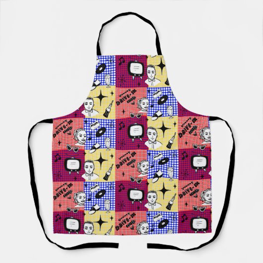 Retro Pop 1950 Stijlnostalgische grafische kaart Schort (Voorkant)