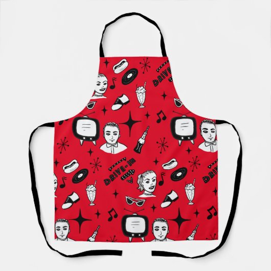 Retro Pop 1950 Stijlnostalgische grafische kaart Schort (Voorkant)