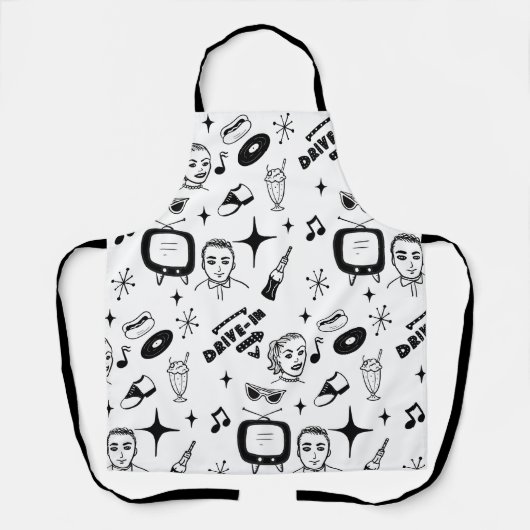 Retro Pop 1950 Stijlnostalgische grafische kaart Schort (Voorkant)