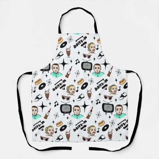 Retro Pop 1950 Stijlnostalgische grafische kaart Schort (Voorkant)