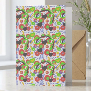 Retro Pop Abstracte Doodlepatroon in Levendige Kle Kaart