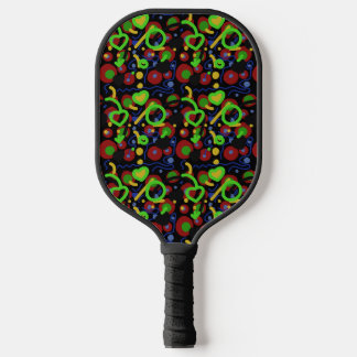 Retro Pop Abstracte Doodlepatroon in Levendige Kle Pickleball Paddle