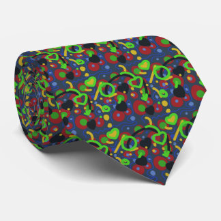 Retro Pop Abstracte Doodlepatroon in Levendige Kle Stropdas